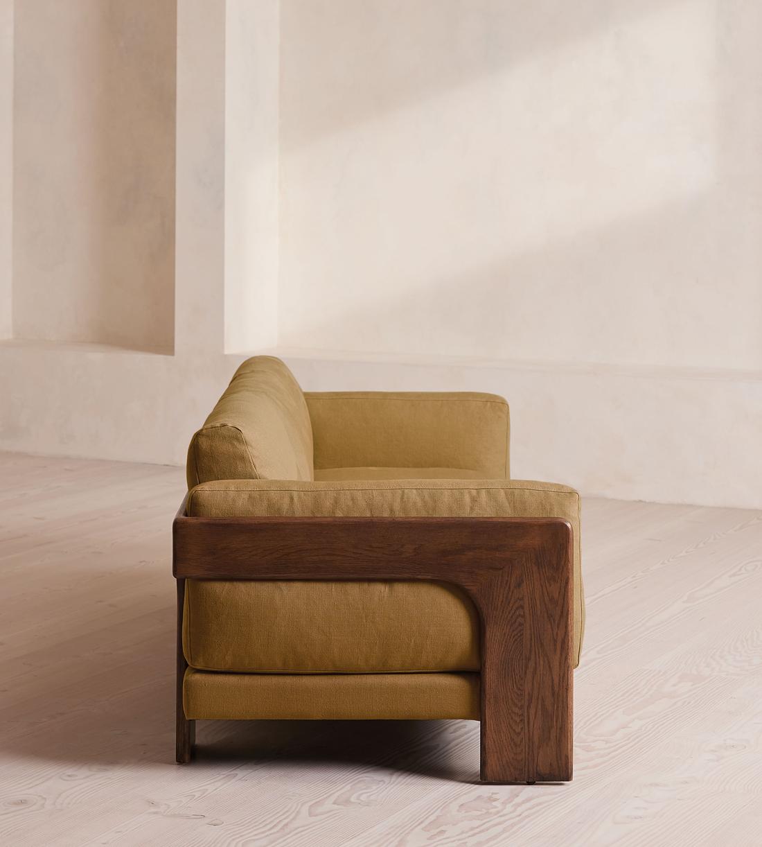 Marcia Three Seater Sofa - Linen - Ochre - Images - Image 3