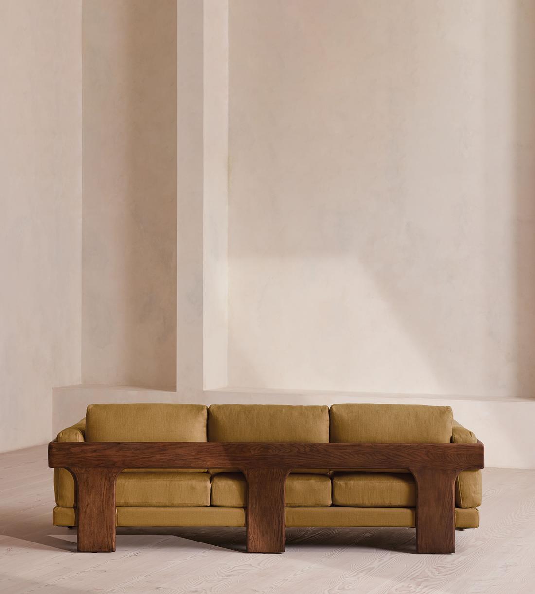 Marcia Three Seater Sofa - Linen - Ochre - Images - Image 4