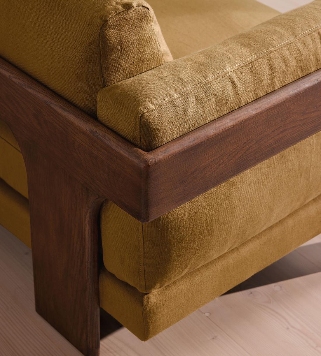 Marcia Three Seater Sofa - Linen - Ochre - Images - Image 6
