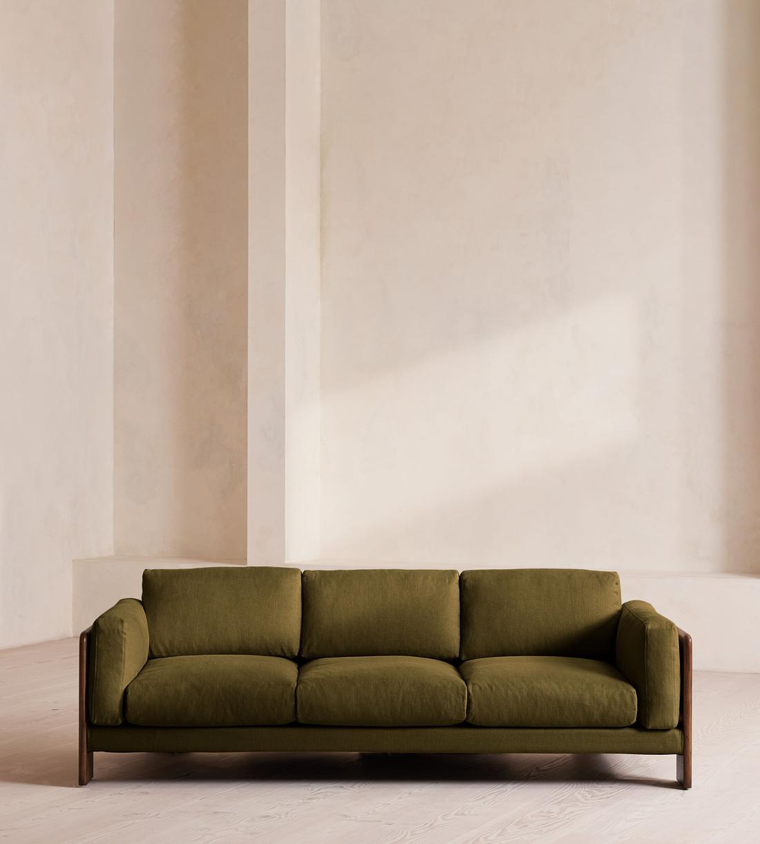 Marcia Three Seater Sofa - Linen - Olive - Listing - Image 1