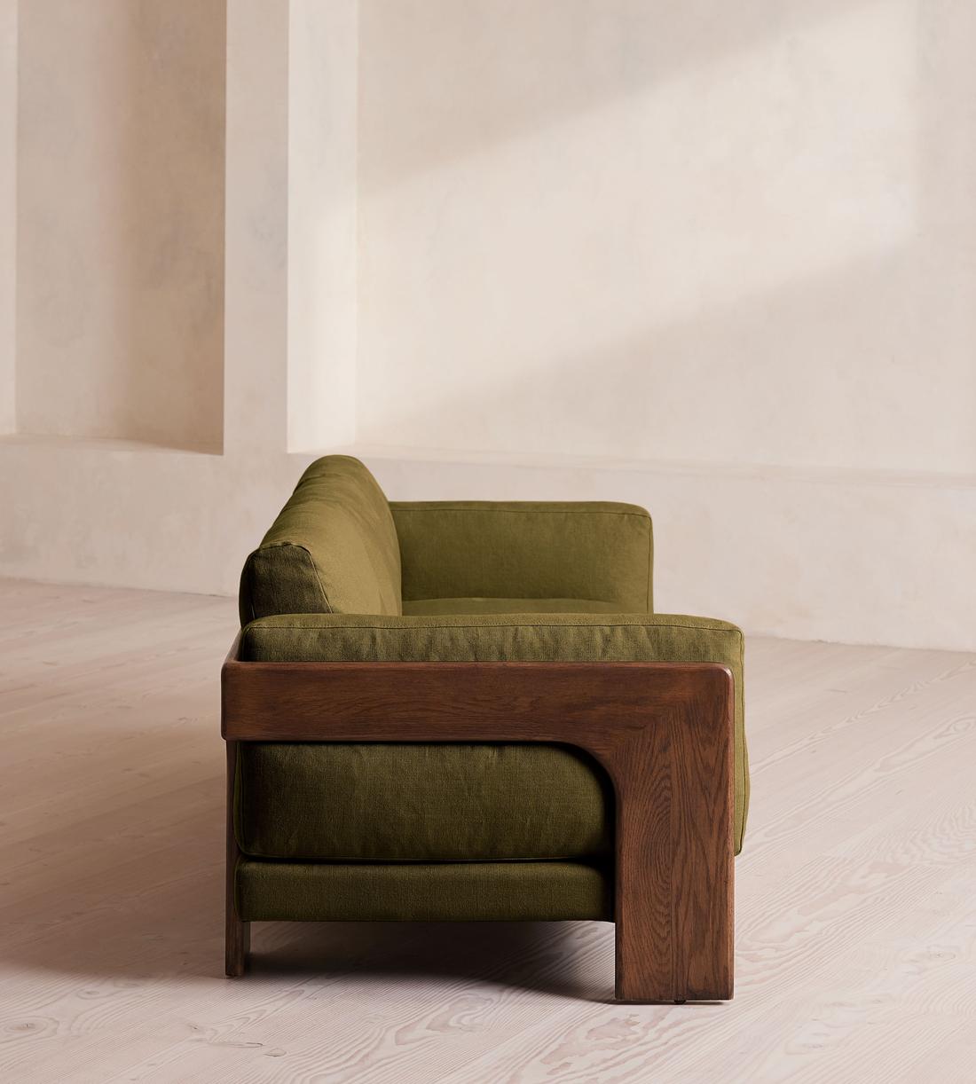Marcia Three Seater Sofa - Linen - Olive - Images - Image 3