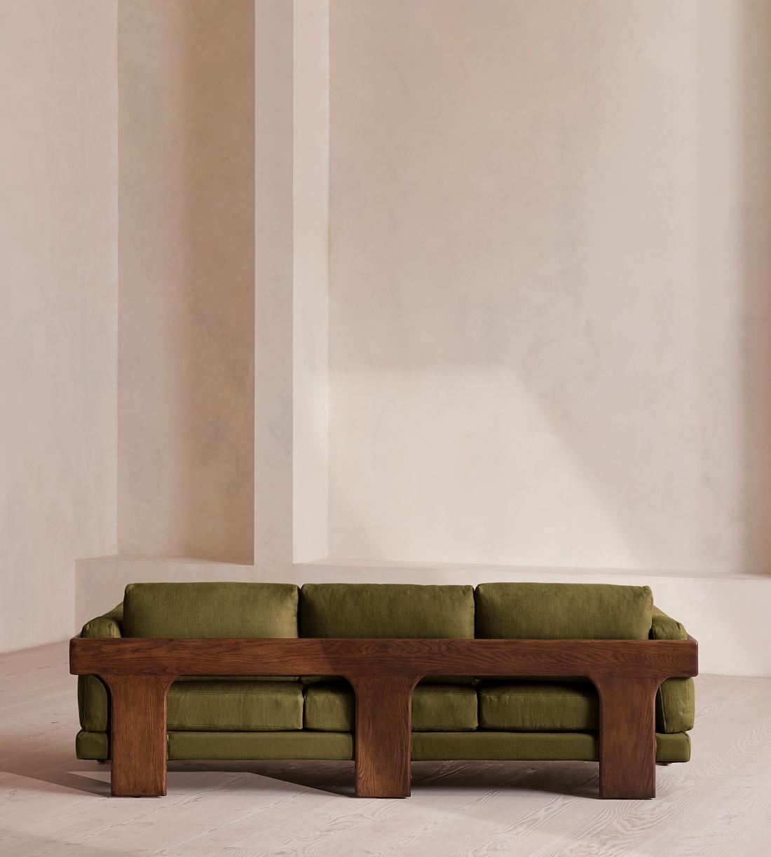 Marcia Three Seater Sofa - Linen - Olive - Images - Image 4