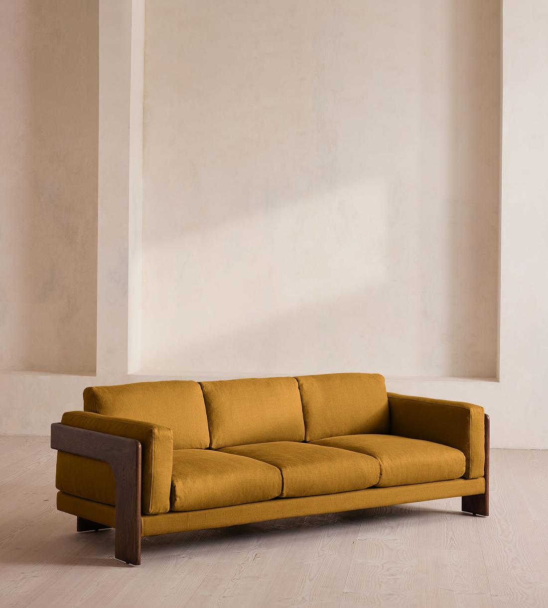 Marcia Three Seater Sofa - Linen - Turmeric - UK - Listing - Image 1