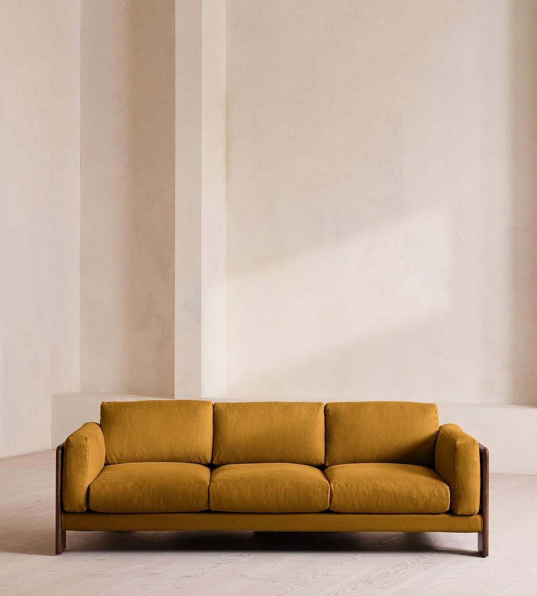 Marcia Three Seater Sofa - Linen - Turmeric - US - Listing - Image 2