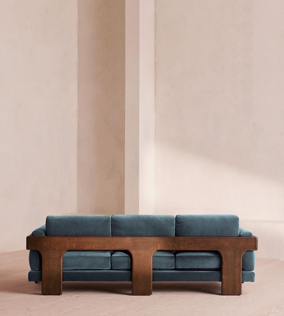 Marcia Three Seater Sofa - Velvet - Grey Blue - Images - Image 4