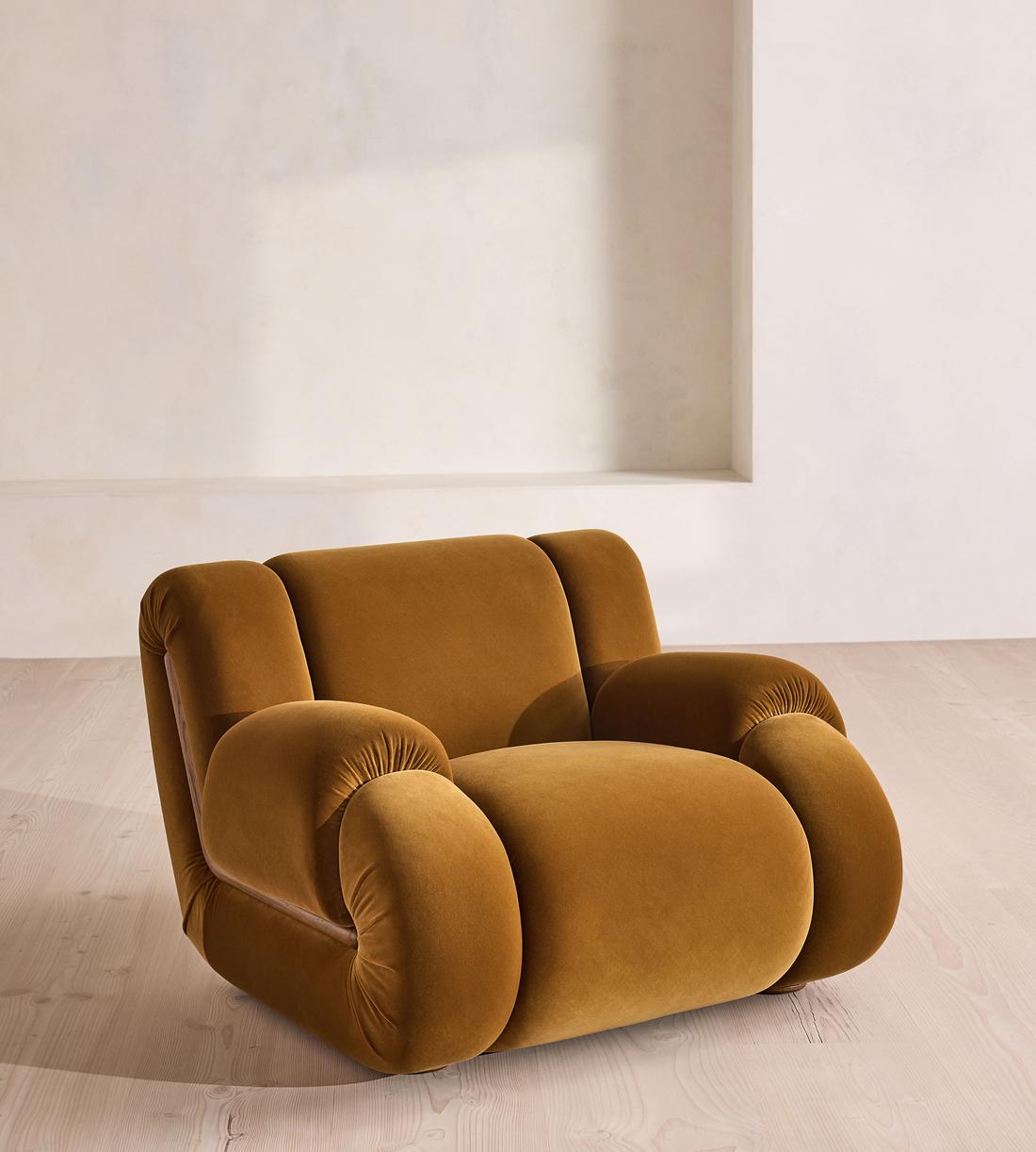 Umbria Armchair - Velvet - Mustard - UK - Listing - Image 1