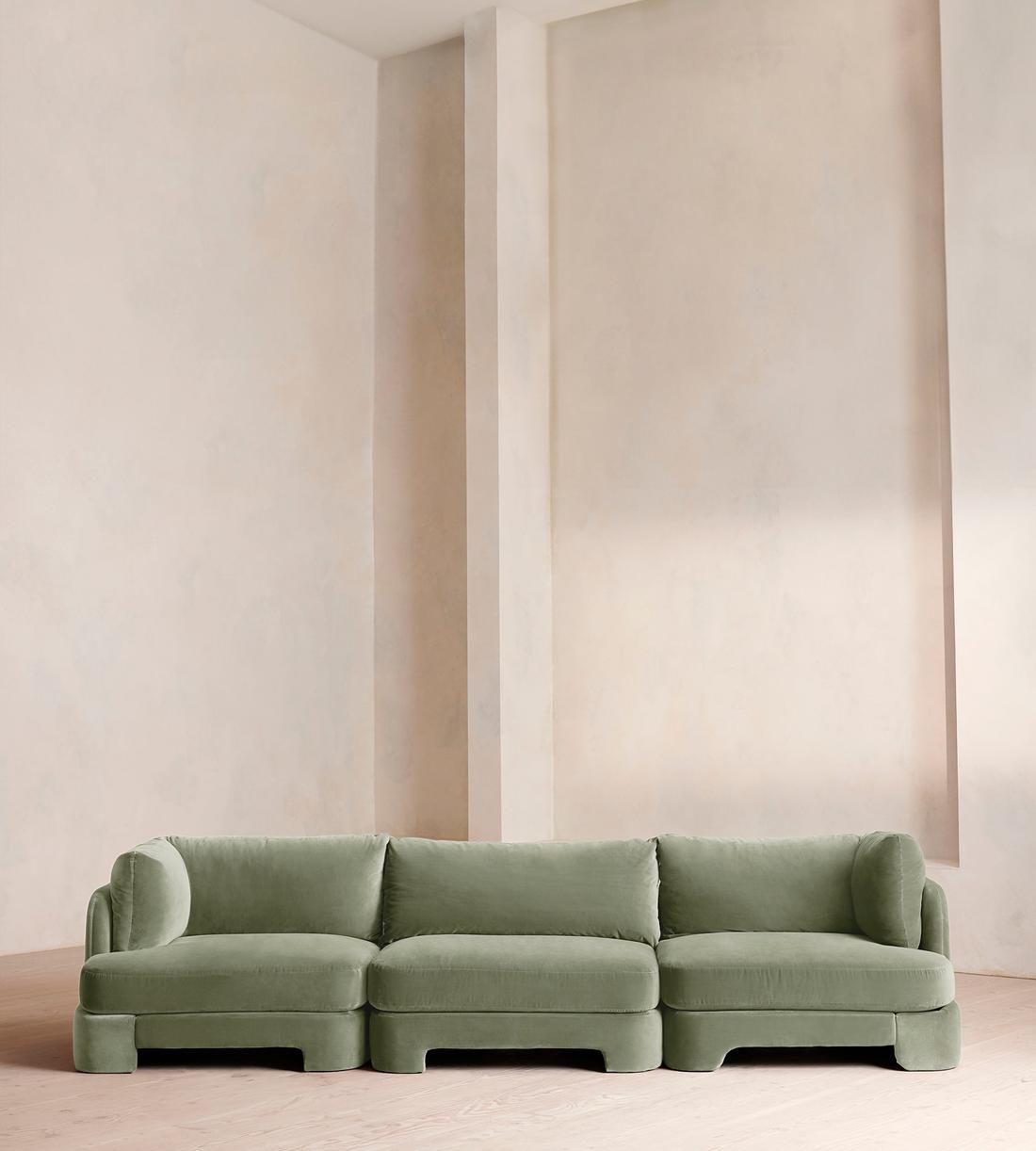 Odell Modular Sofa - Four Seater - Velvet - Seafoam - UK - Listing - Image 1