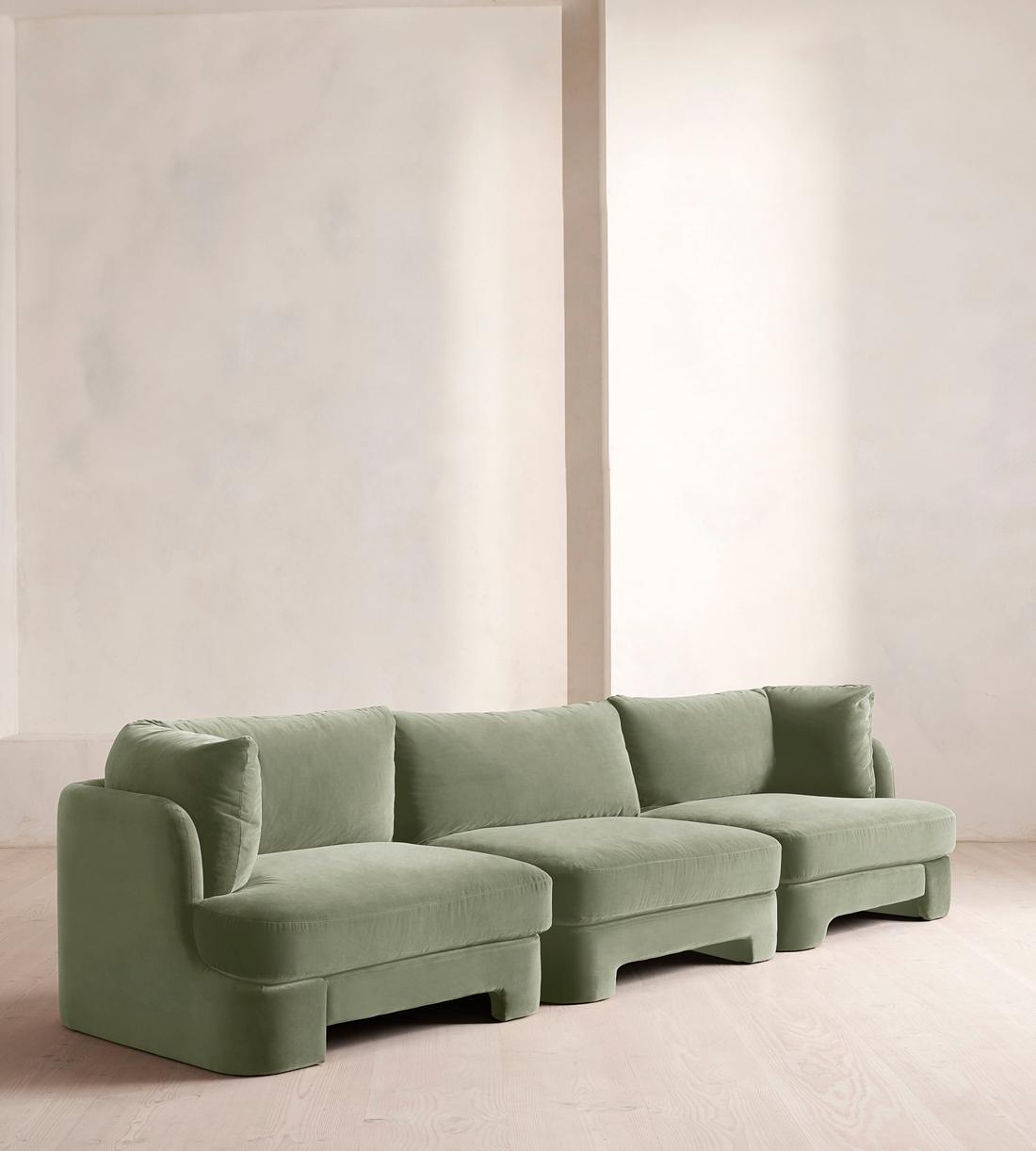 Odell Modular Sofa - Four Seater - Velvet - Seafoam - UK - Listing - Image 2