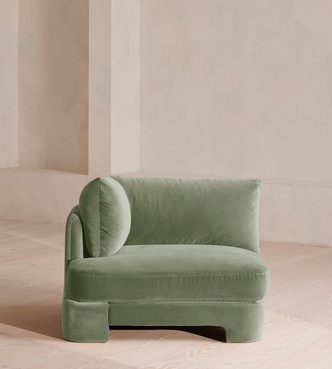 Odell Modular Sofa - Left Arm Module - Velvet - Seafoam - UK - Image 1