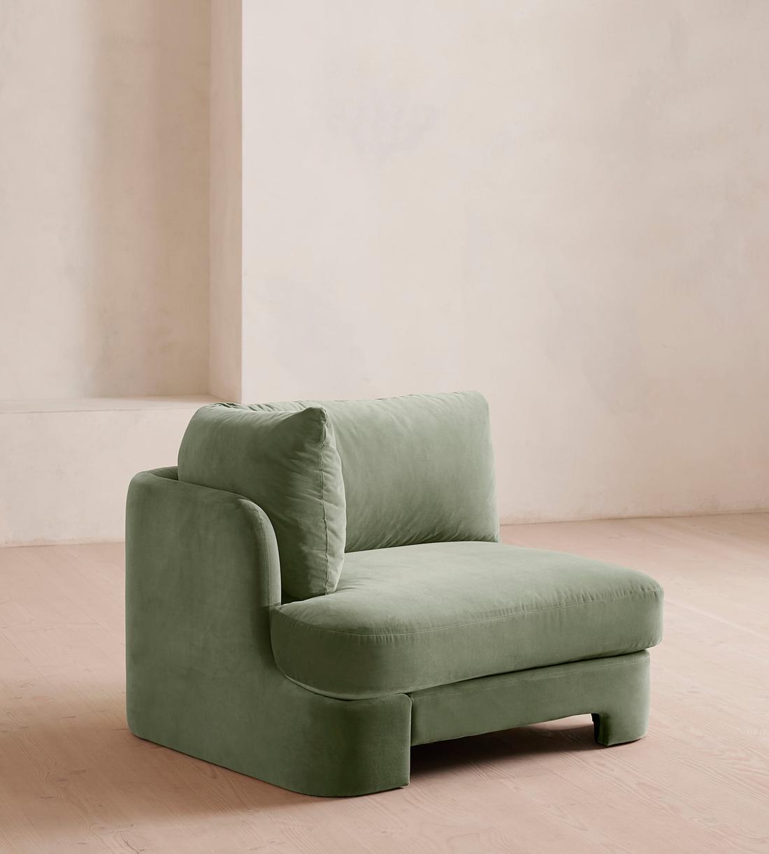 Odell Modular Sofa - Left Arm Module - Velvet - Seafoam - UK - Image 2
