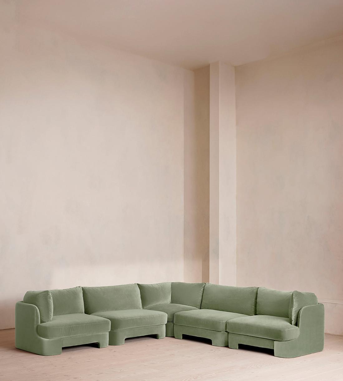 Odell Modular Sofa - Corner Sofa - Velvet - Seafoam - UK - Listing - Image 1