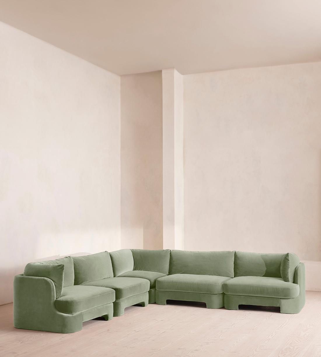 Odell Deeper Sit Sectional Sofa - Corner Sofa - Velvet - Seafoam - US - Listing - Image 2