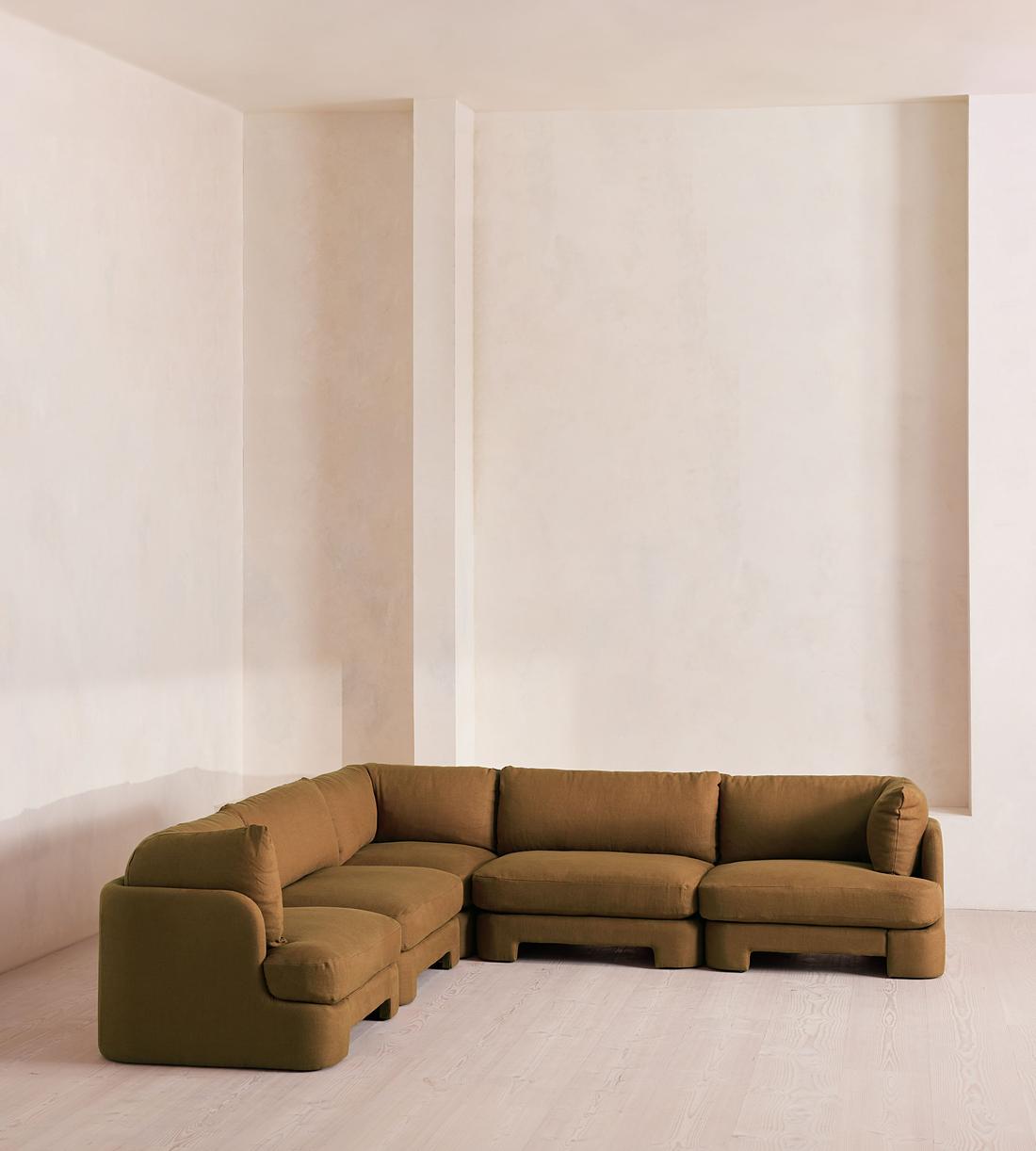 Odell Deeper Sit Sectional Sofa - Corner Sofa - Linen - Ochre - US - Listing - Image 2