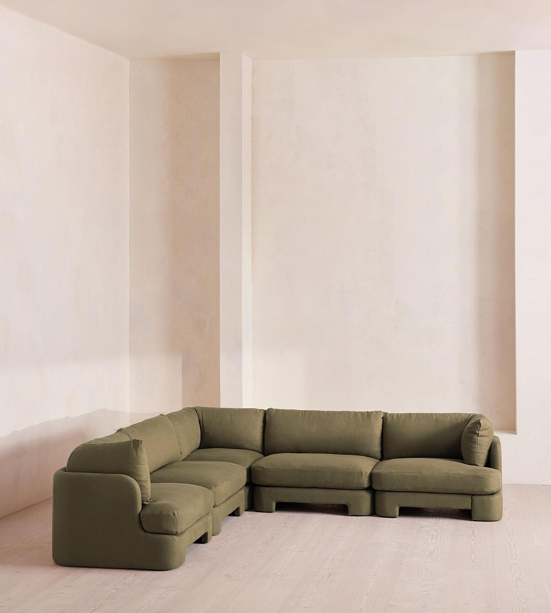 Odell Deeper Sit Sectional Sofa - Corner Sofa - Linen - Sage - US - Listing - Image 2