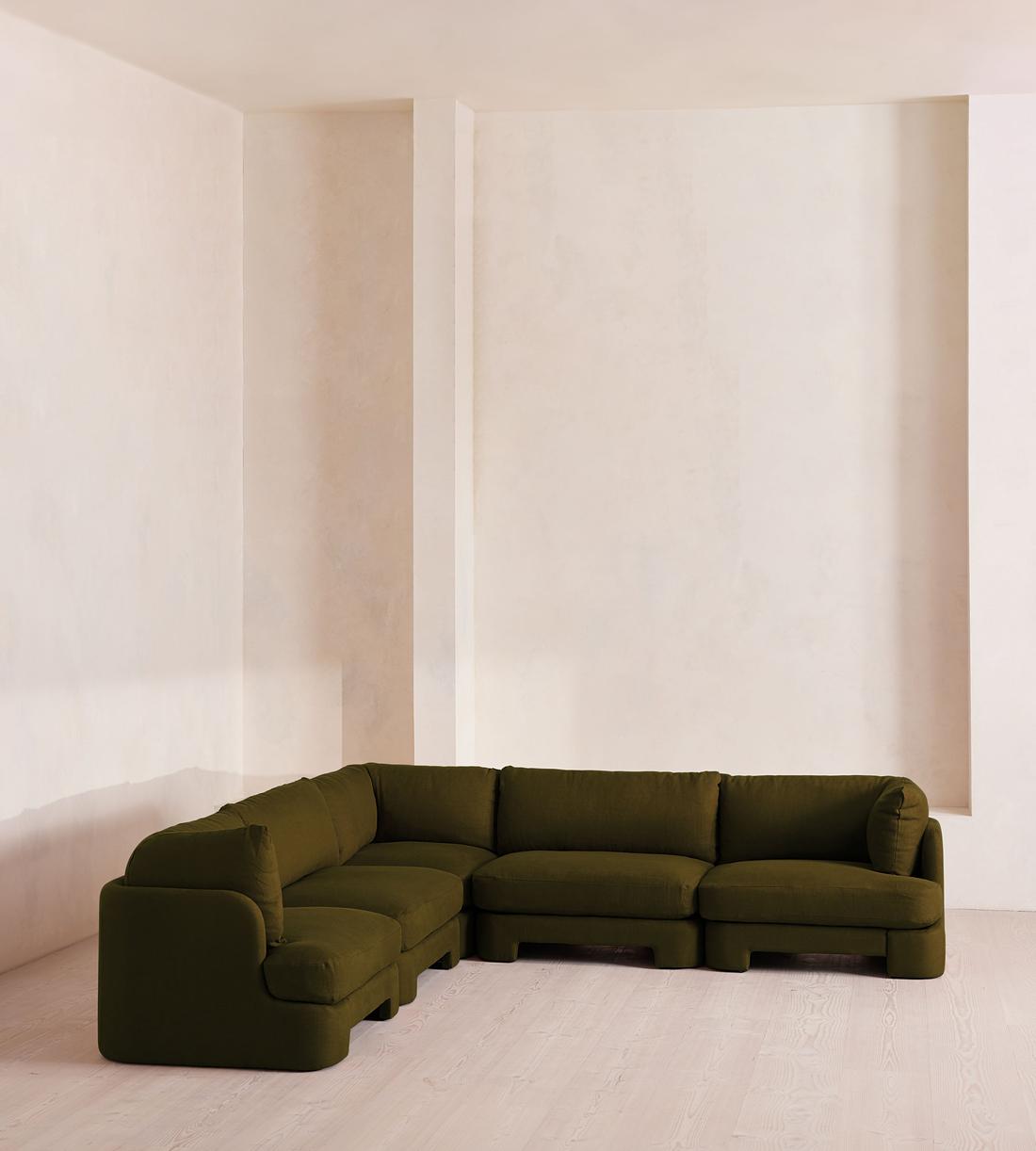 Odell Deeper Sit Sectional Sofa - Corner Sofa - Linen - Olive - US - Listing - Image 2