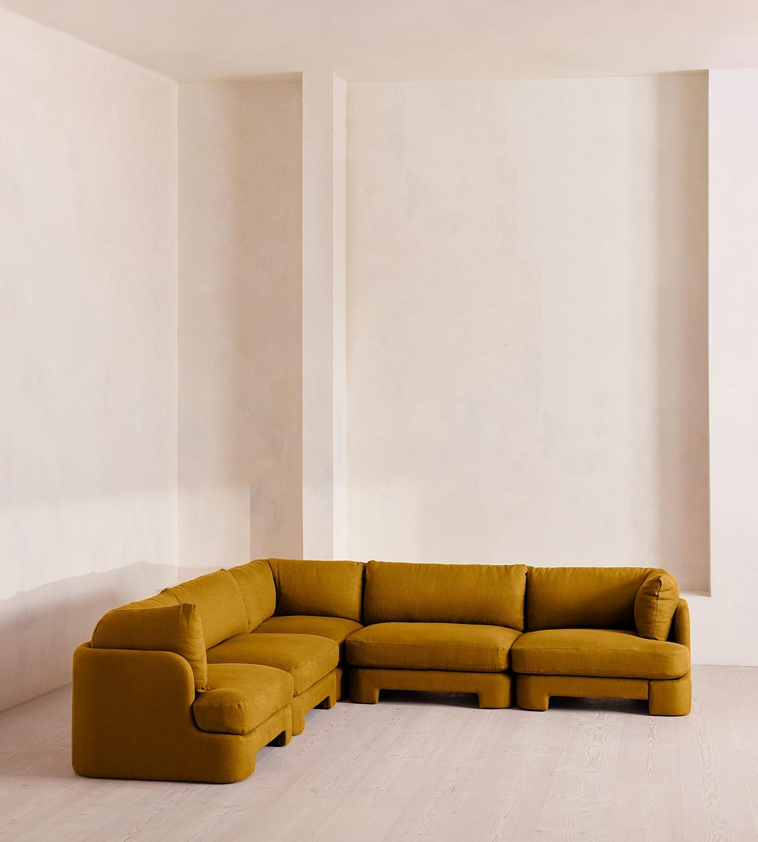 Odell Deeper Sit Sectional Sofa - Corner Sofa - Linen - Turmeric - US - Listing - Image 2