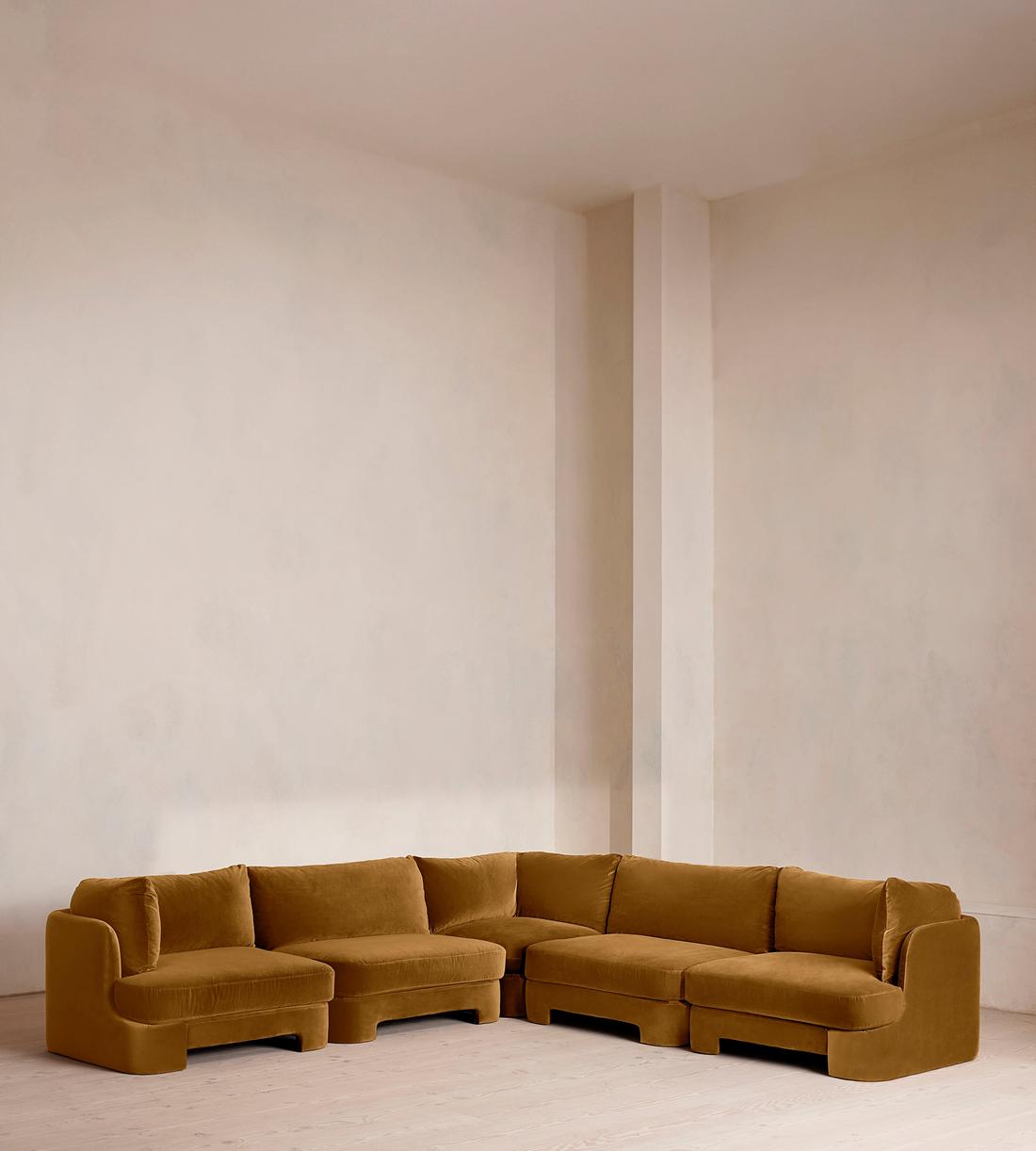 Odell Deeper Sit Sectional Sofa - Corner Sofa - Velvet Mustard US - Listing - Image 1