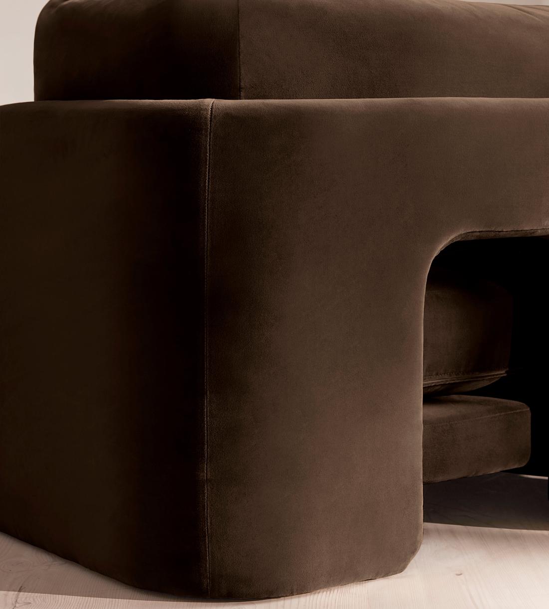 Odell Deeper Sit Sectional Sofa - Corner Sofa - Velvet - Chocolate US - Images - Image 7