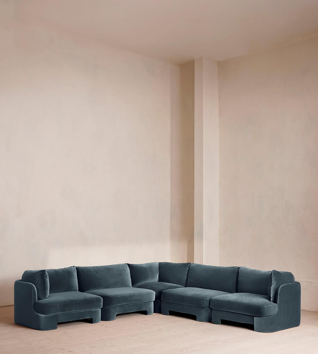 Odell Modular Sofa - Corner Sofa - Velvet - Grey Blue - Listing - Image 1