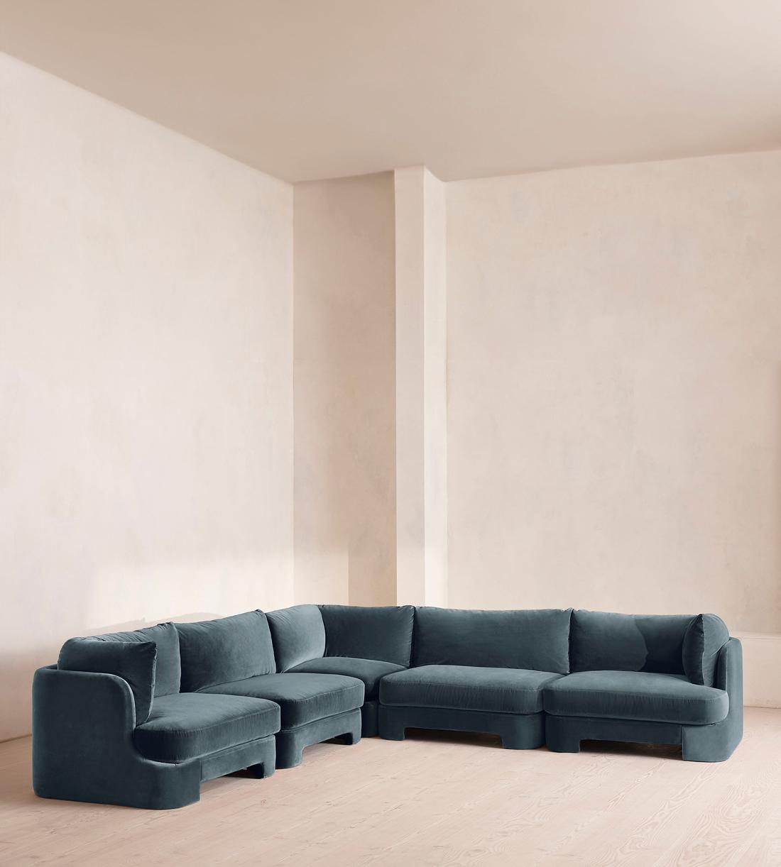 Odell Modular Sofa - Corner Sofa - Velvet - Grey Blue - Listing - Image 2