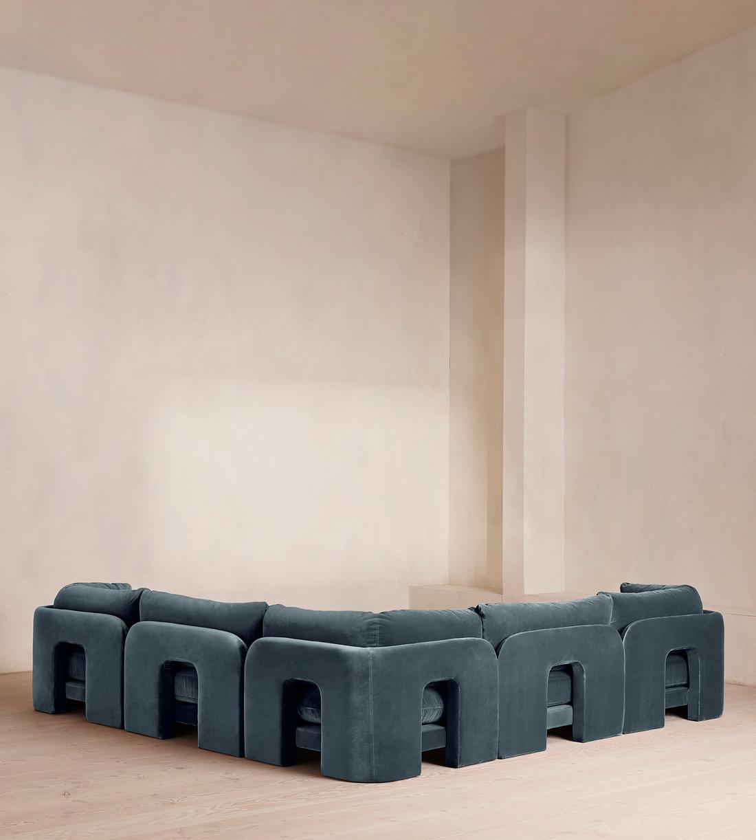 Odell Modular Sofa - Corner Sofa - Velvet - Grey Blue - Images - Image 4