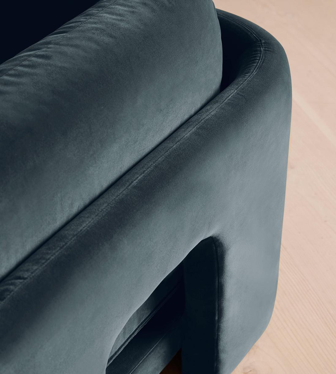 Odell Sectional Sofa - Corner Sofa - Velvet - Grey Blue - US - Images - Image 5