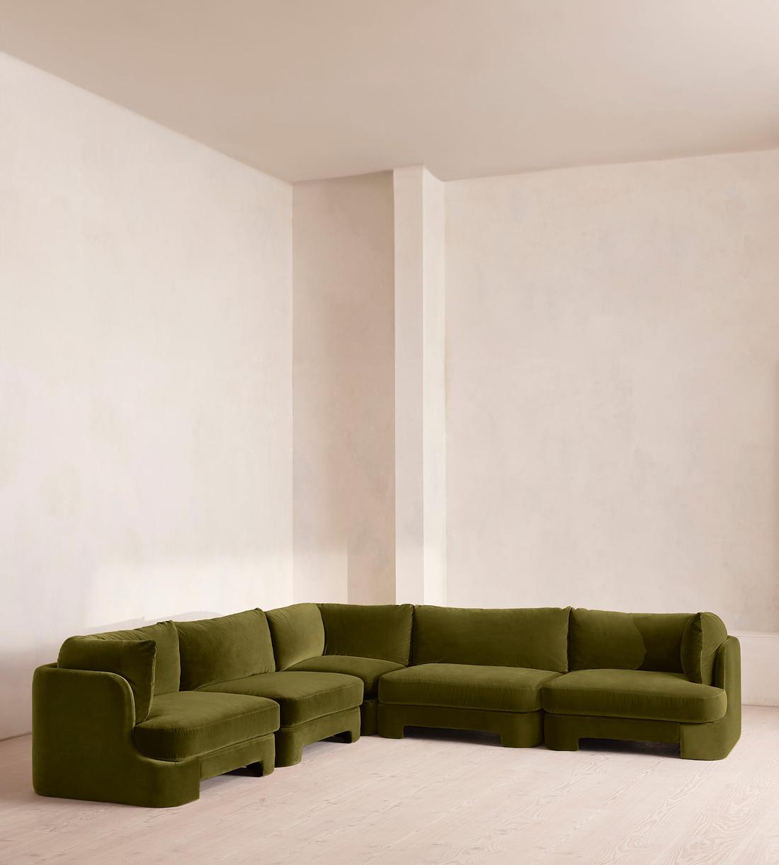 Odell Deeper Sit Sectional Sofa - Corner Sofa - Velvet Olive US - Listing - Image 2
