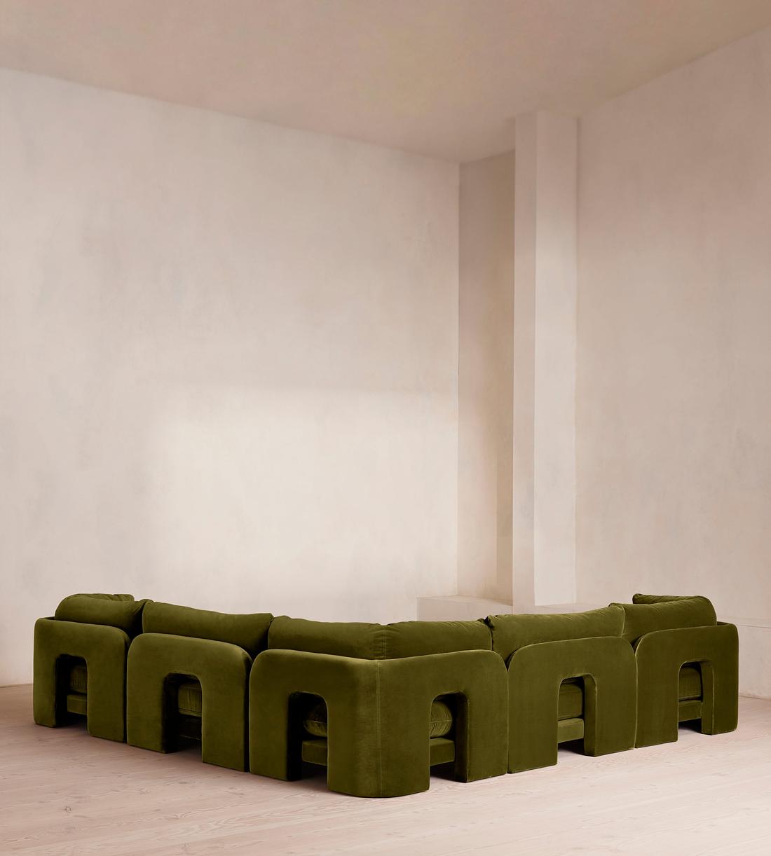 Odell Deeper Sit Sectional Sofa - Corner Sofa - Velvet Olive US - Images - Image 4