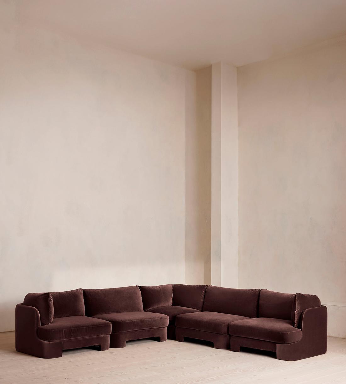 Odell Modular Sofa - Corner Sofa - Velvet - Aubergine - UK - Listing - Image 1