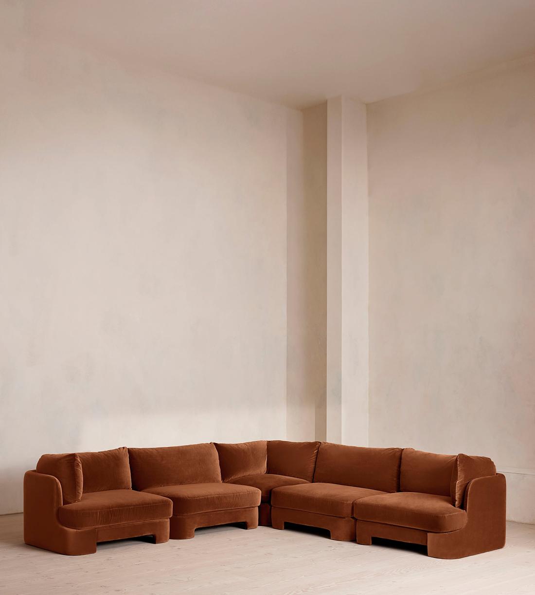 Odell Modular Sofa - Corner Sofa - Velvet - Cinnamon - UK - Listing - Image 1