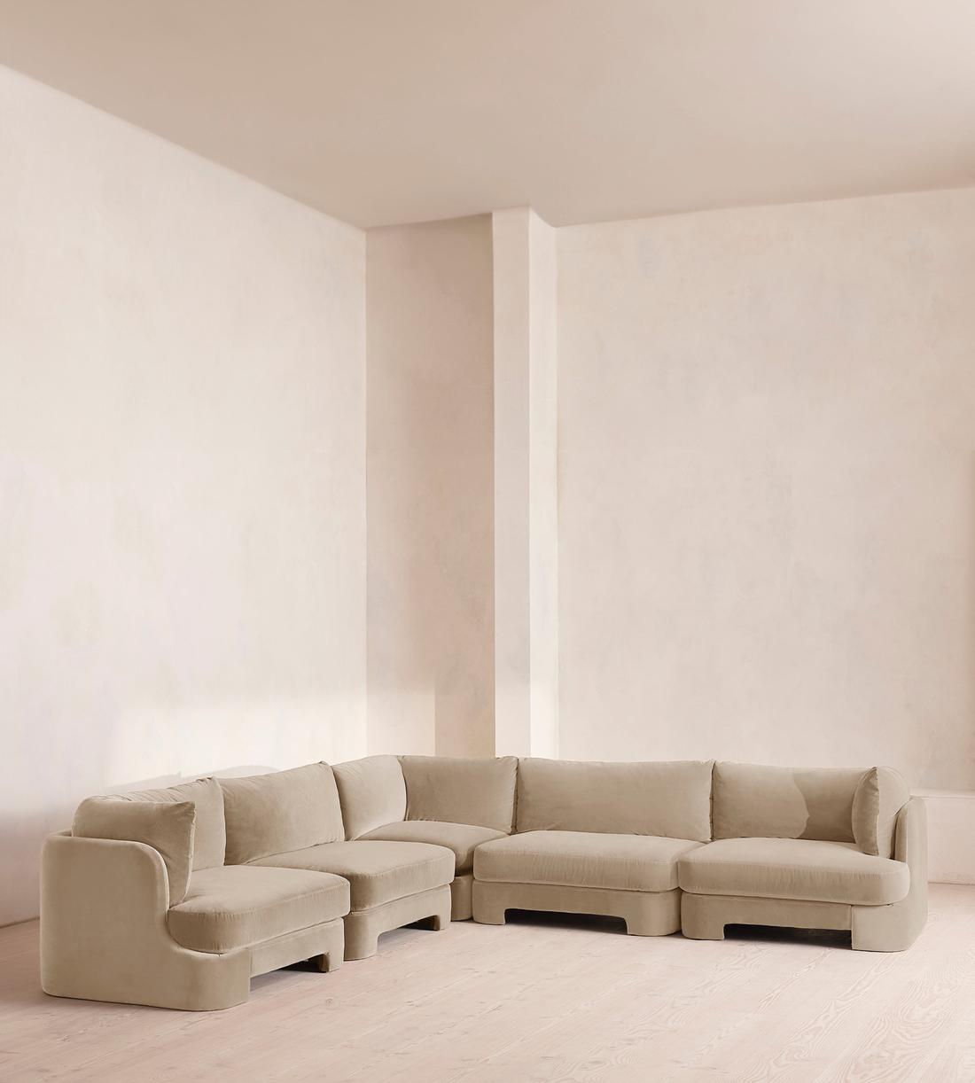Odell Deeper Sit Sectional Sofa - Corner Sofa - Velvet - Oyster - US - Listing - Image 2