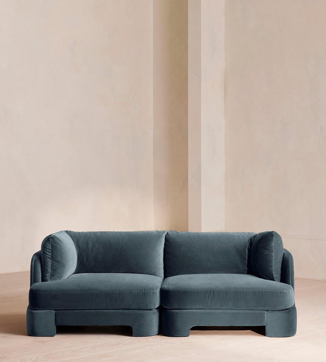 Odell Modular Sofa - Three Seater - Velvet - Grey Blue - Listing - Image 1