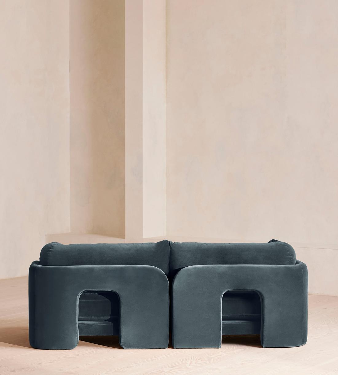 Odell Modular Sofa - Three Seater - Velvet - Grey Blue - Images - Image 4