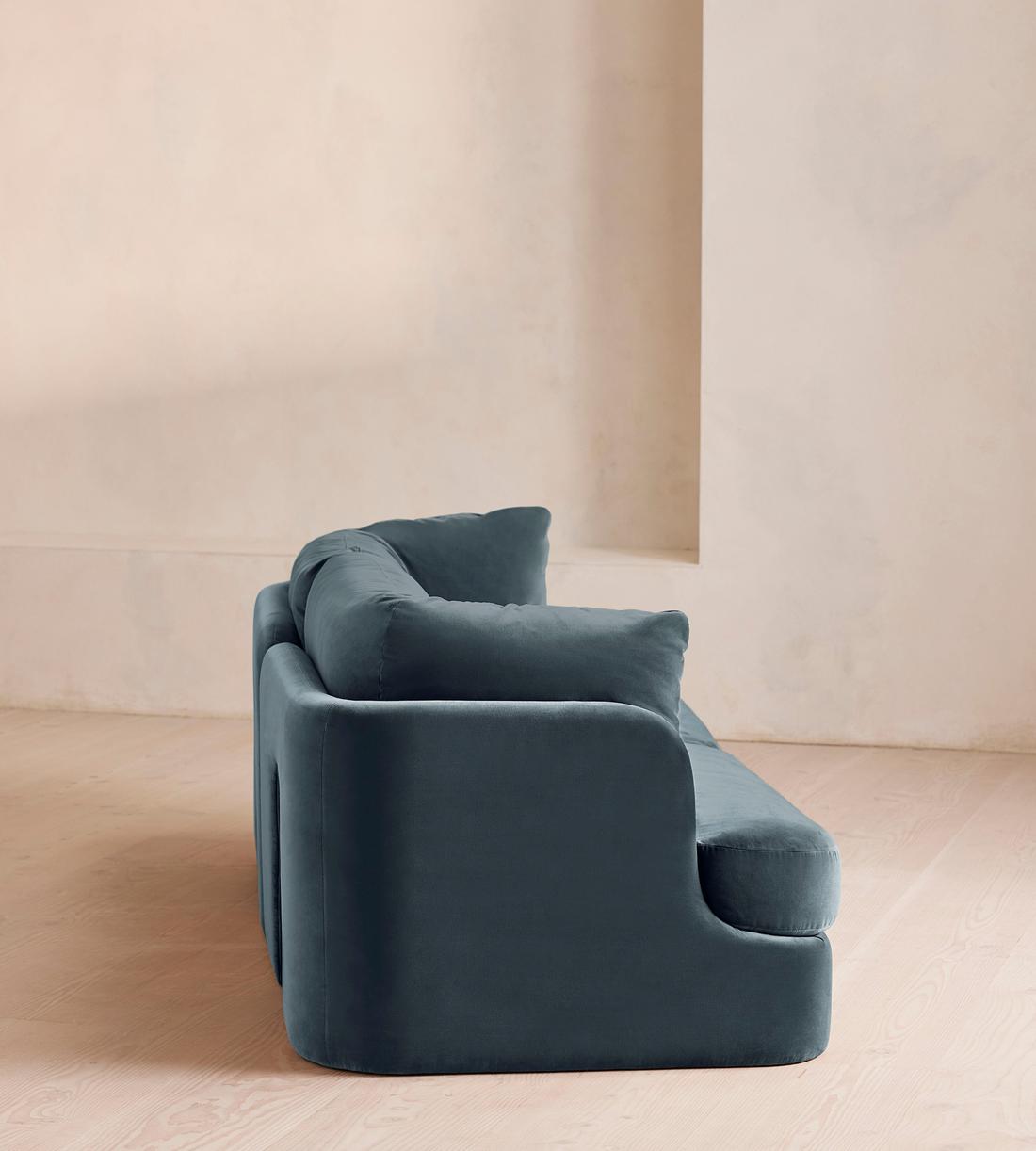 Odell Deeper Sit Modular Sofa - Three Seater - Velvet Grey Blue UK - Images - Image 3