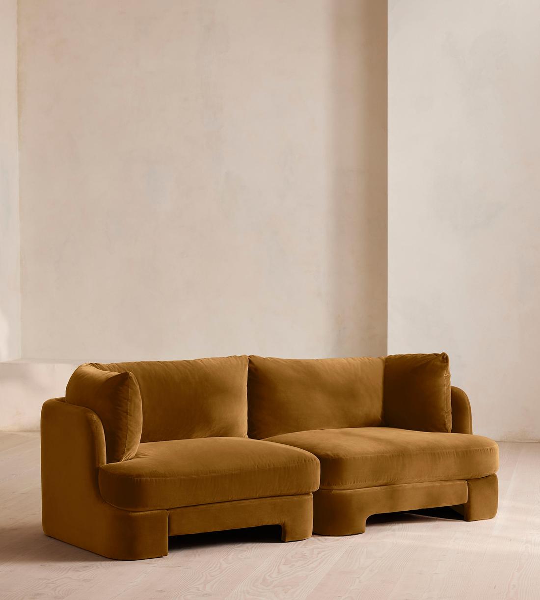 Odell Sectional Sofa - Three Seater - Velvet - Mustard - US - Listing - Image 2