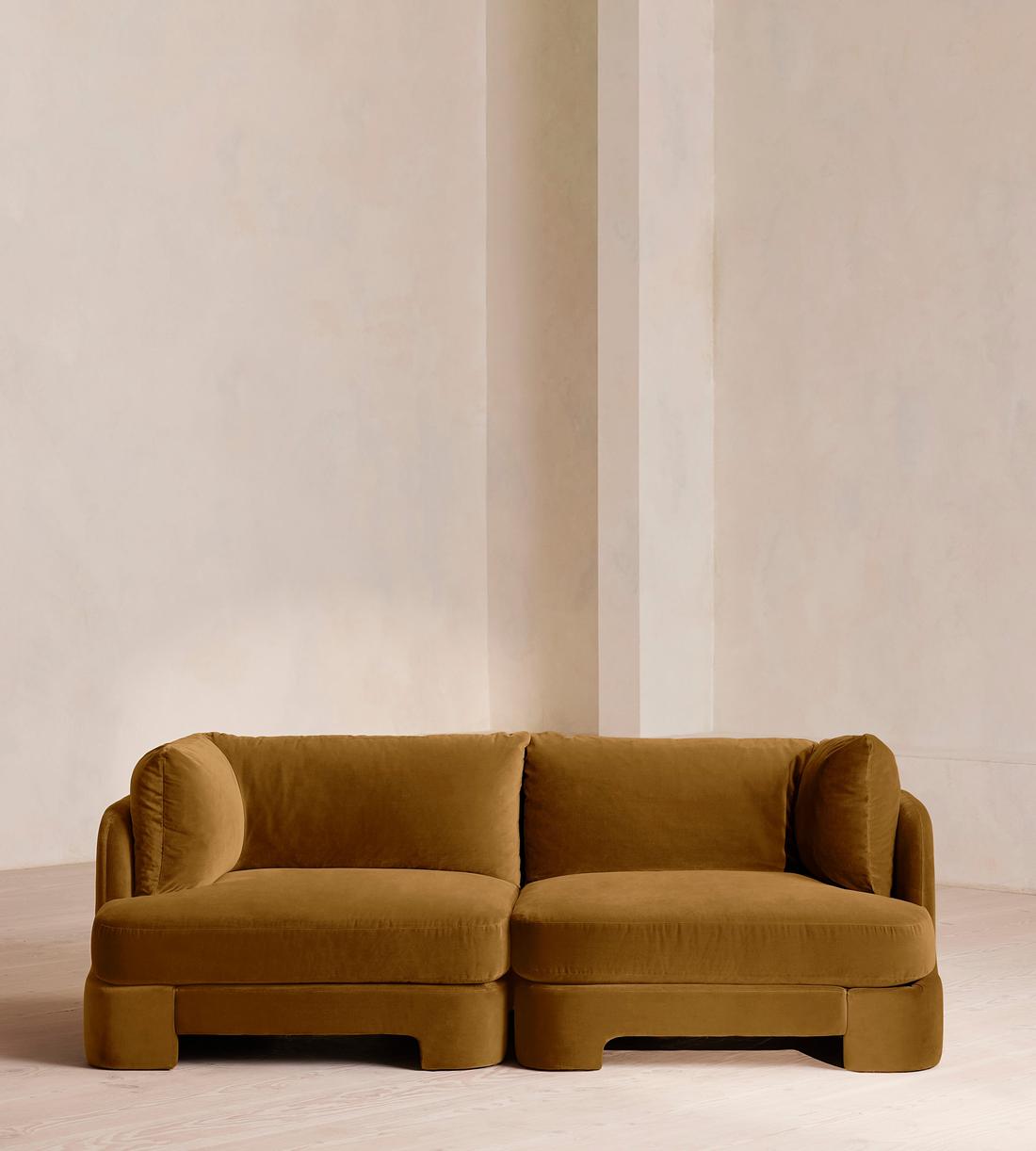 Odell Deeper Sit Sectional Sofa - Three Seater - Velvet Mustard US - Listing - Image 1