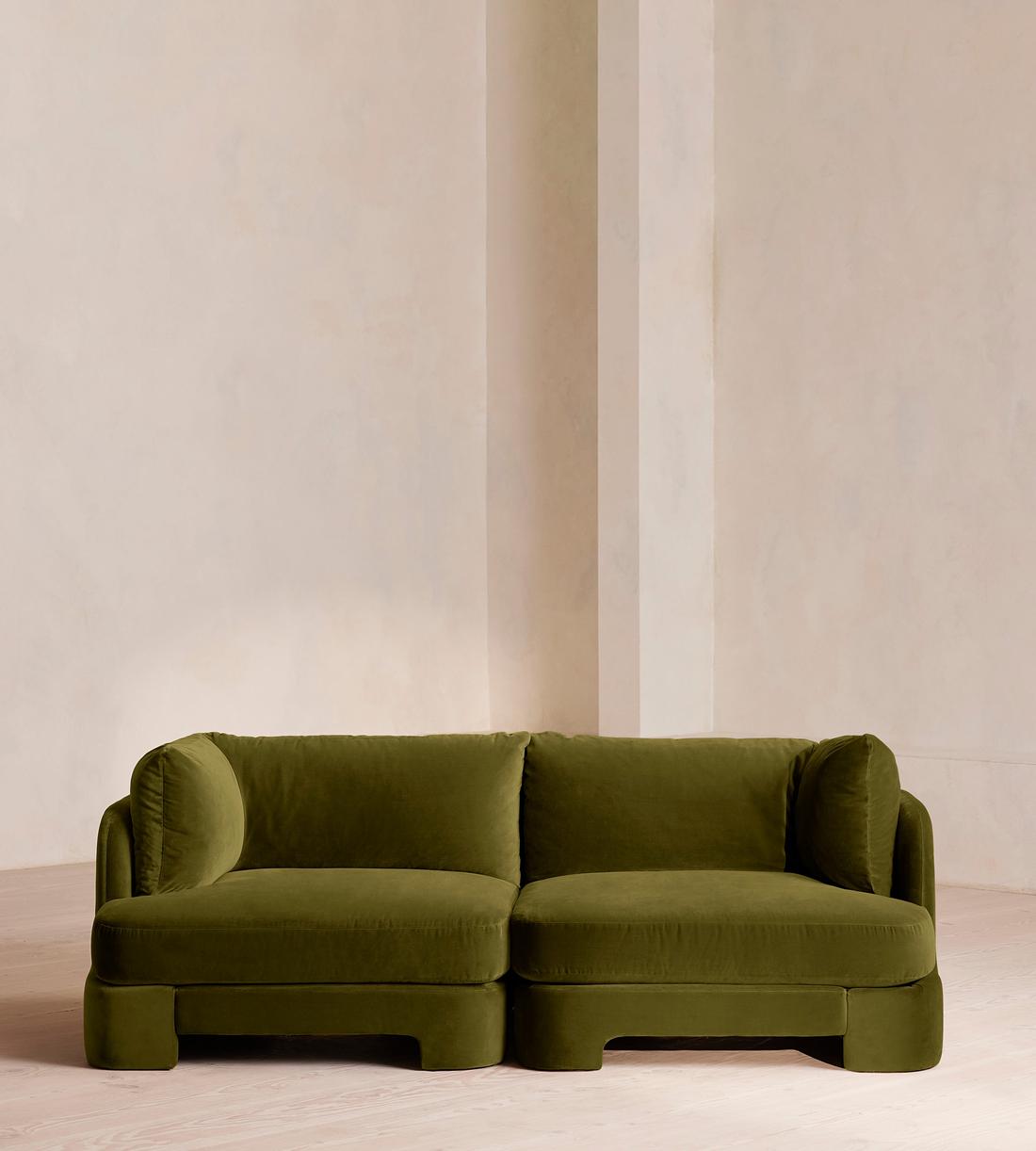Odell Sectional Sofa - Three Seater - Velvet - Olive - US - Listing - Image 1