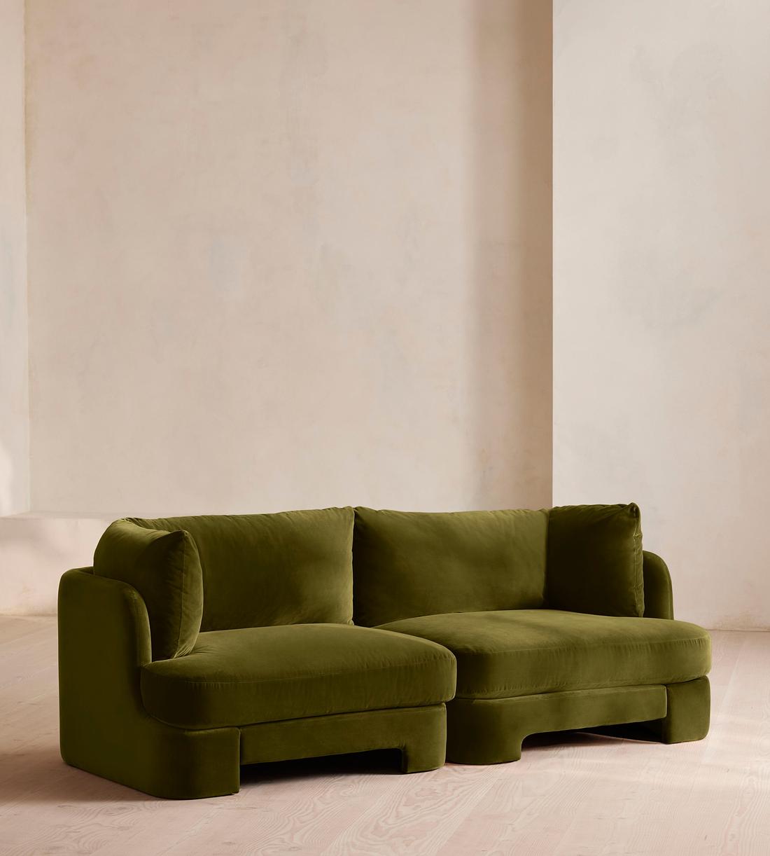 Odell Deeper Sit Sectional Sofa - Three Seater - Velvet Olive US - Listing - Image 2