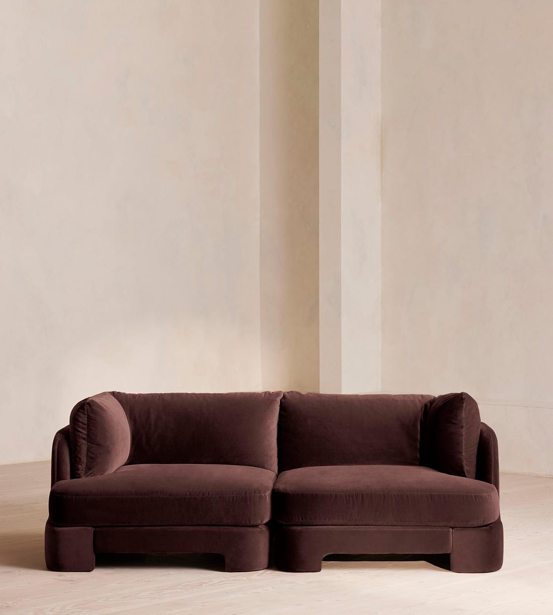 Odell Deeper Sit Sectional Sofa - Three Seater - Velvet - Aubergine - US - Listing - Image 1