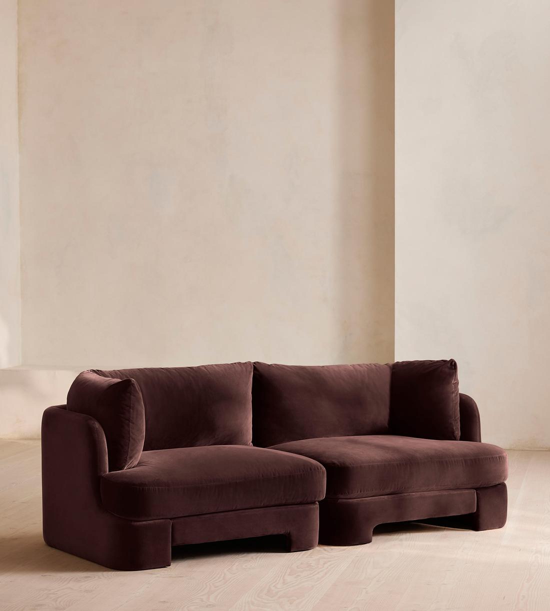 Odell Deeper Sit Sectional Sofa - Three Seater - Velvet - Aubergine - US - Listing - Image 2