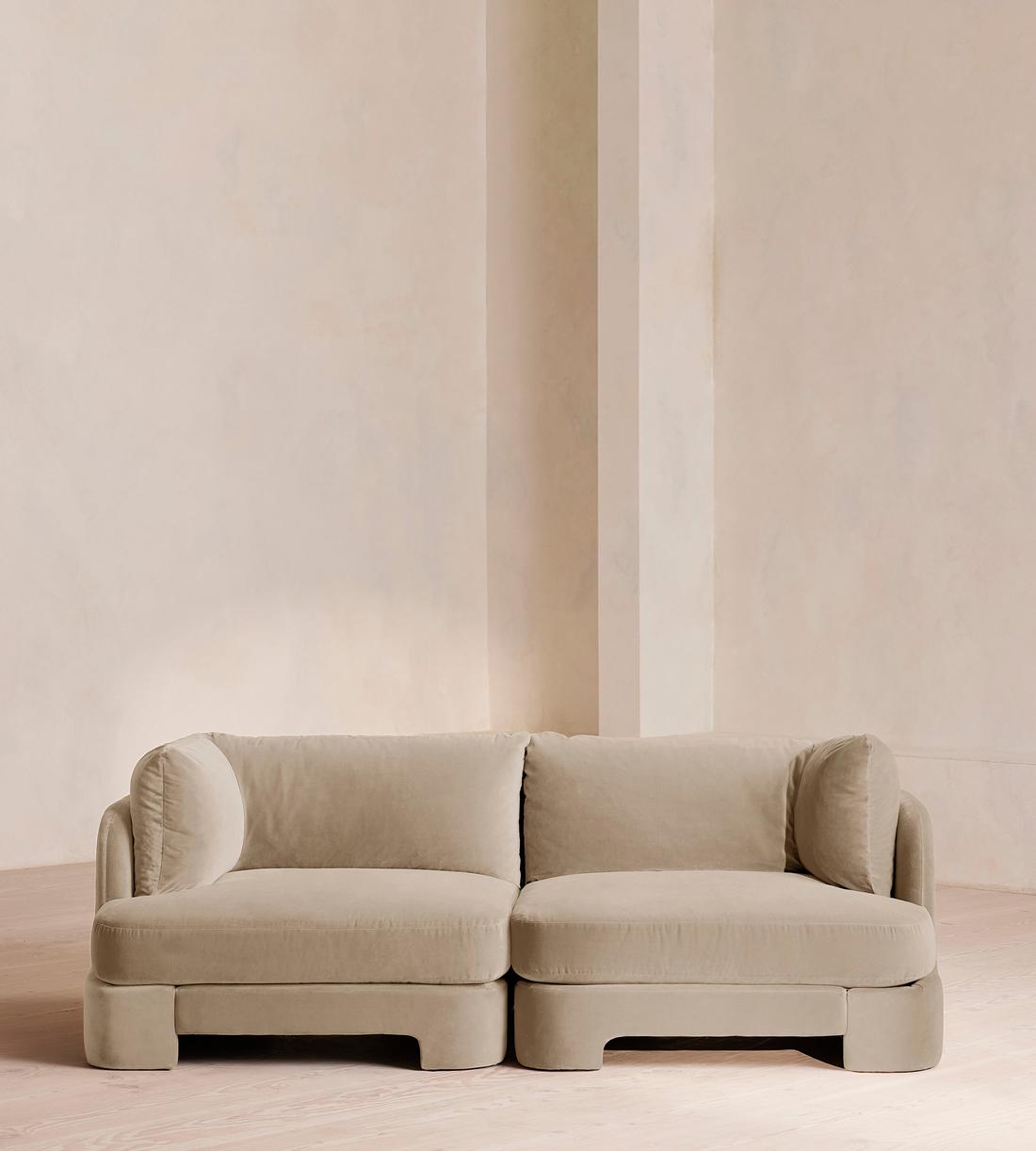 Odell Modular Sofa - Three Seater - Velvet - Oyster - UK - Listing - Image 1