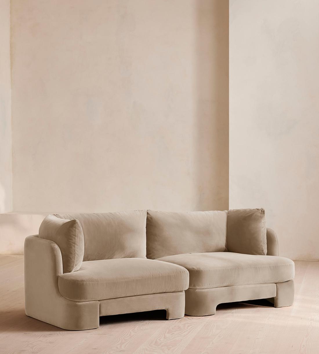Odell Deeper Sit Modular Sofa - Three Seater - Velvet - Oyster - UK - Listing - Image 2
