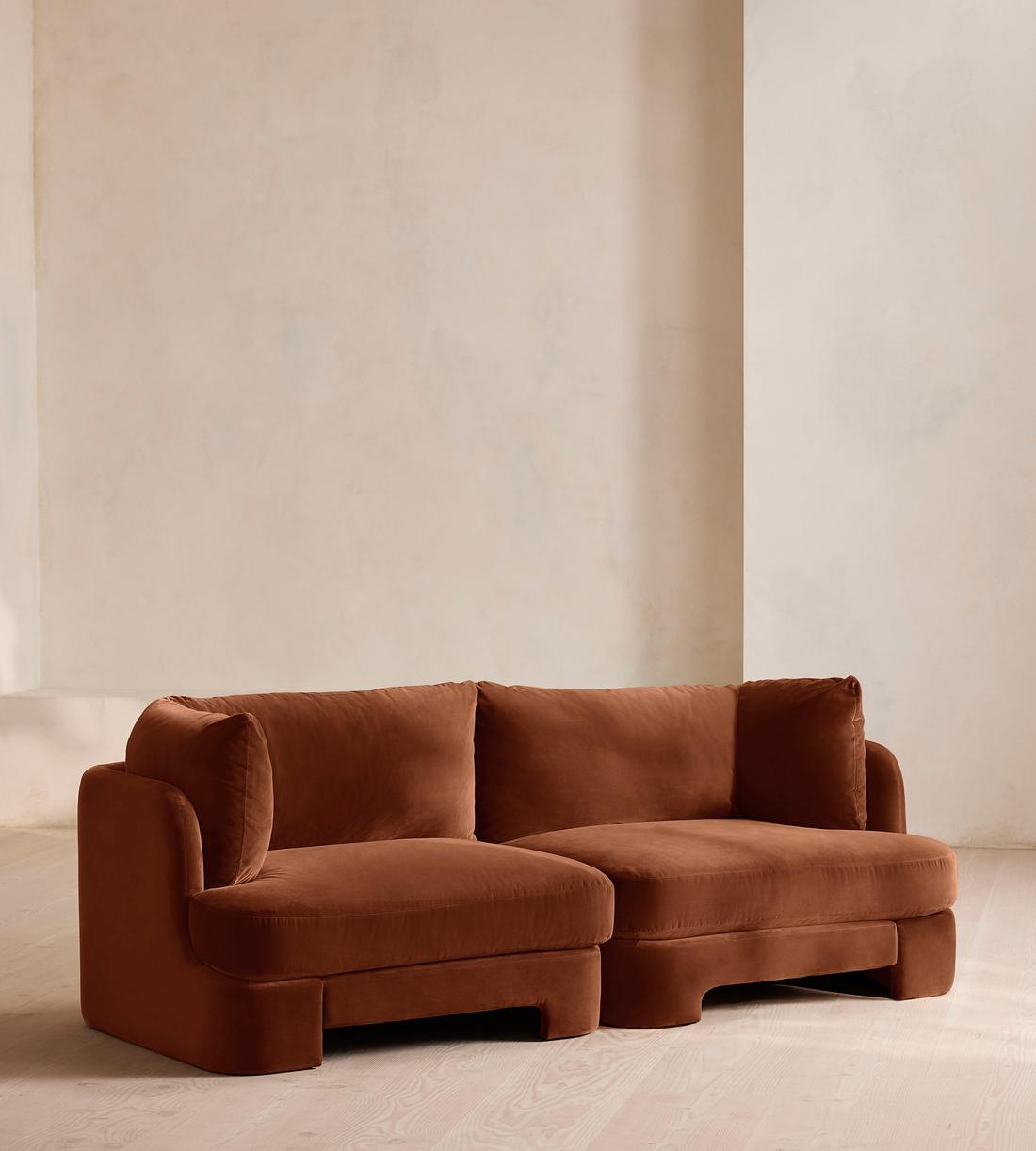 Odell Modular Sofa - Three Seater - Velvet - Cinnamon - UK - Listing - Image 2