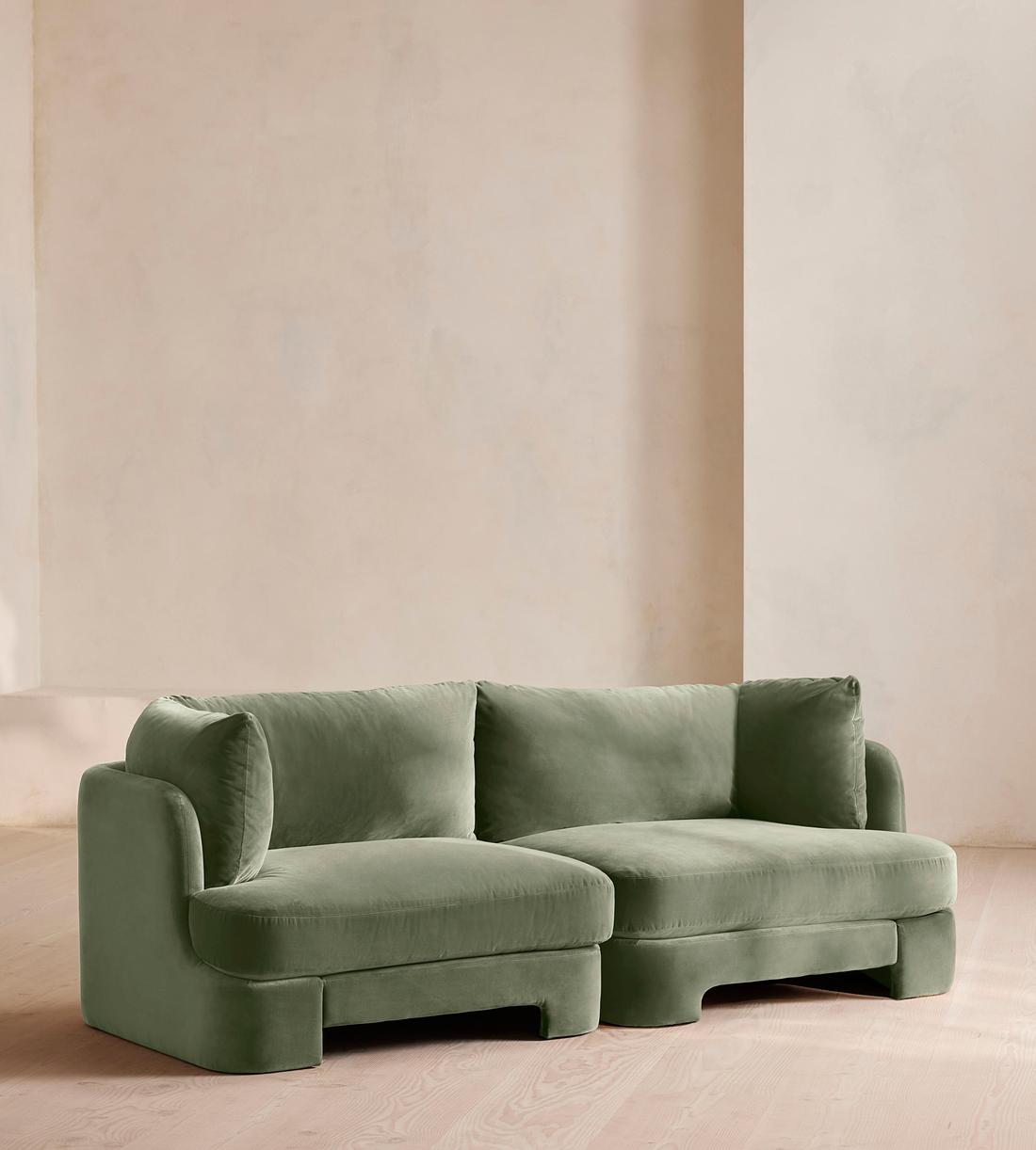 Odell Modular Sofa - Three Seater - Velvet - Seafoam - UK - Listing - Image 2