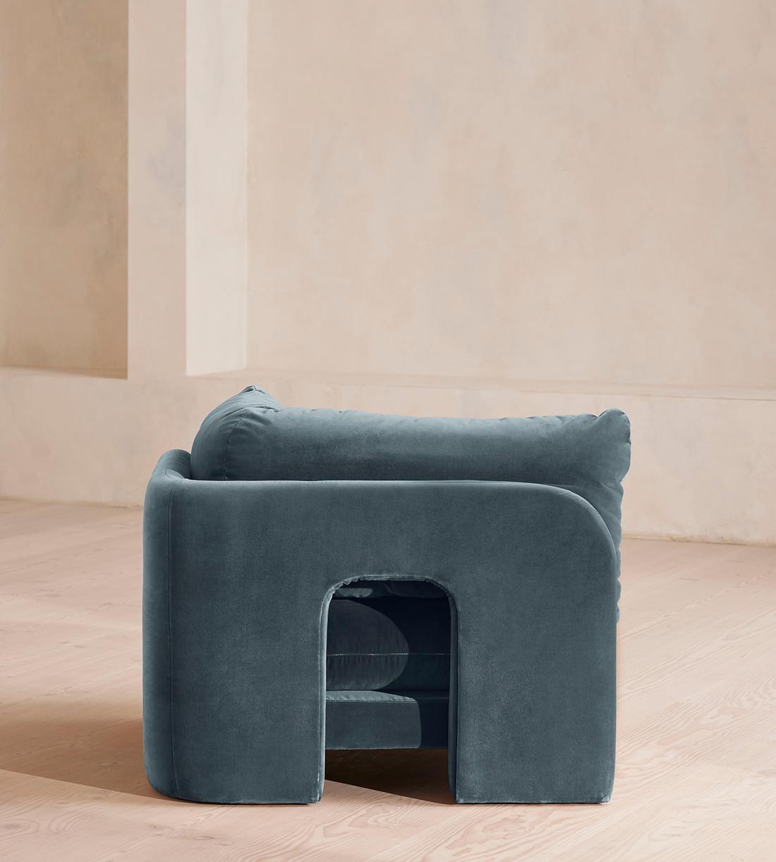 Odell Deeper Sit Sectional Sofa - Corner Module - Grey Blue Velvet - US - Image 5