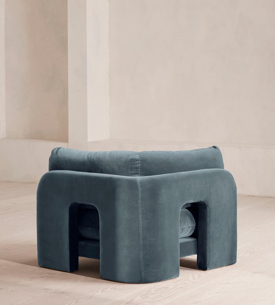 Odell Deeper Sit Sectional Sofa - Corner Module - Grey Blue Velvet - US - Image 6