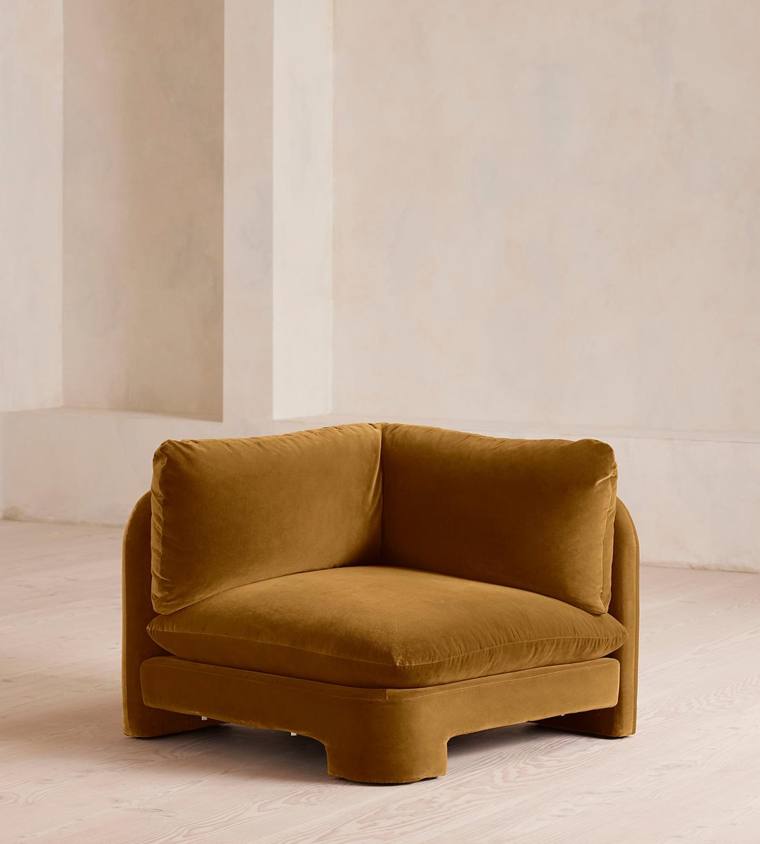 Odell Deeper Sit Modular Sofa - Corner Module - Mustard Velvet - Image 1