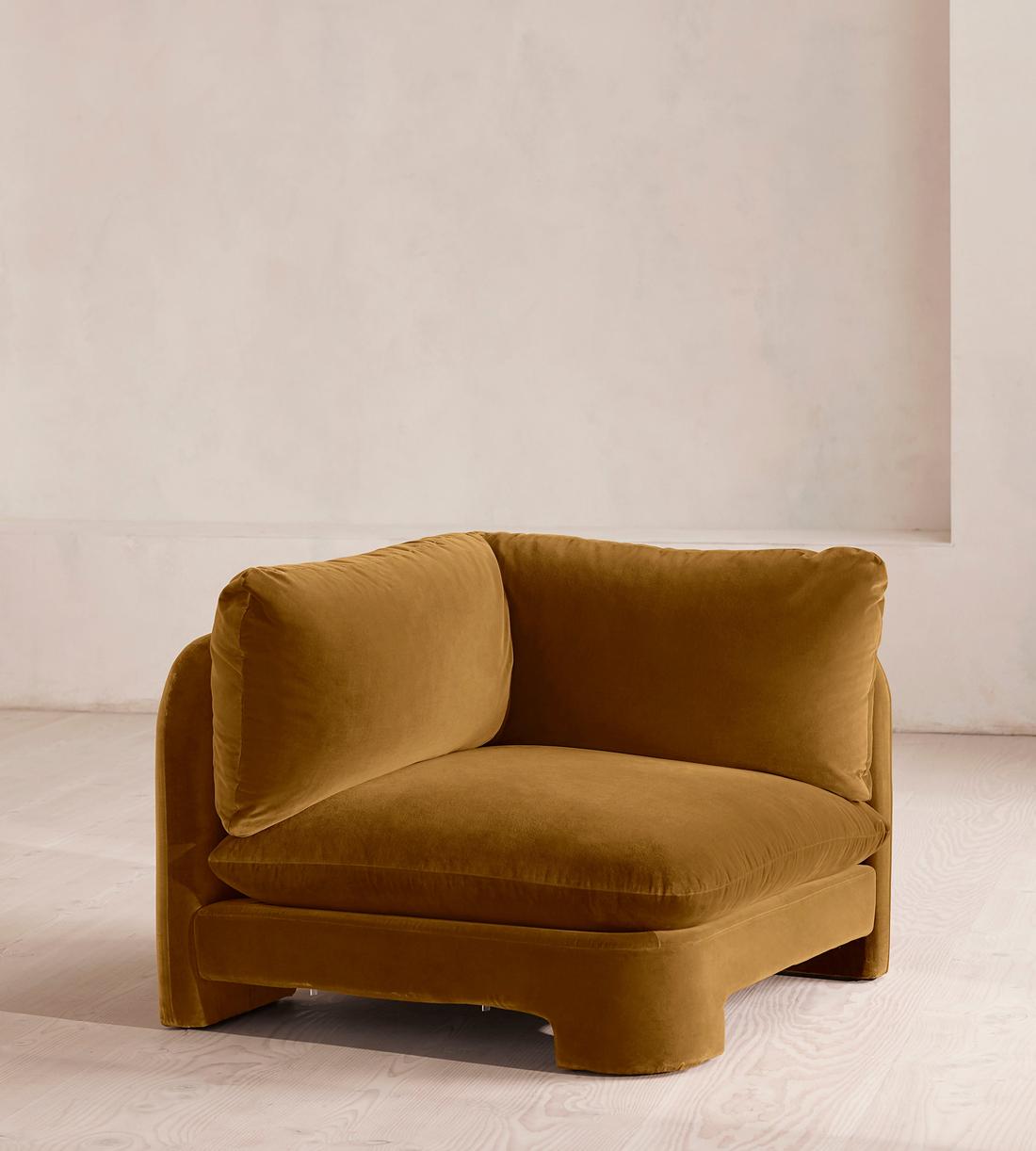 Odell Deeper Sit Modular Sofa - Corner Module - Mustard Velvet - Image 2