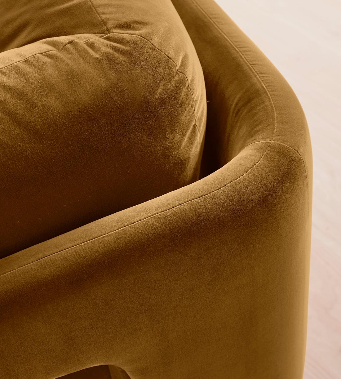 Odell Deeper Sit Modular Sofa - Corner Module - Mustard Velvet - Image 5
