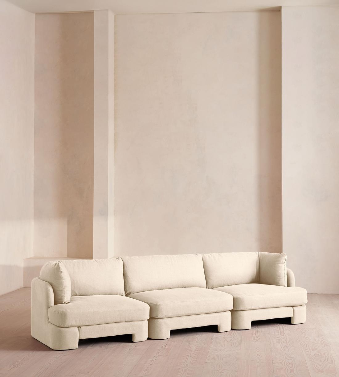 Odell Deeper Sit Sectional Sofa - Four Seater - Linen - Bisque - US - Listing - Image 2